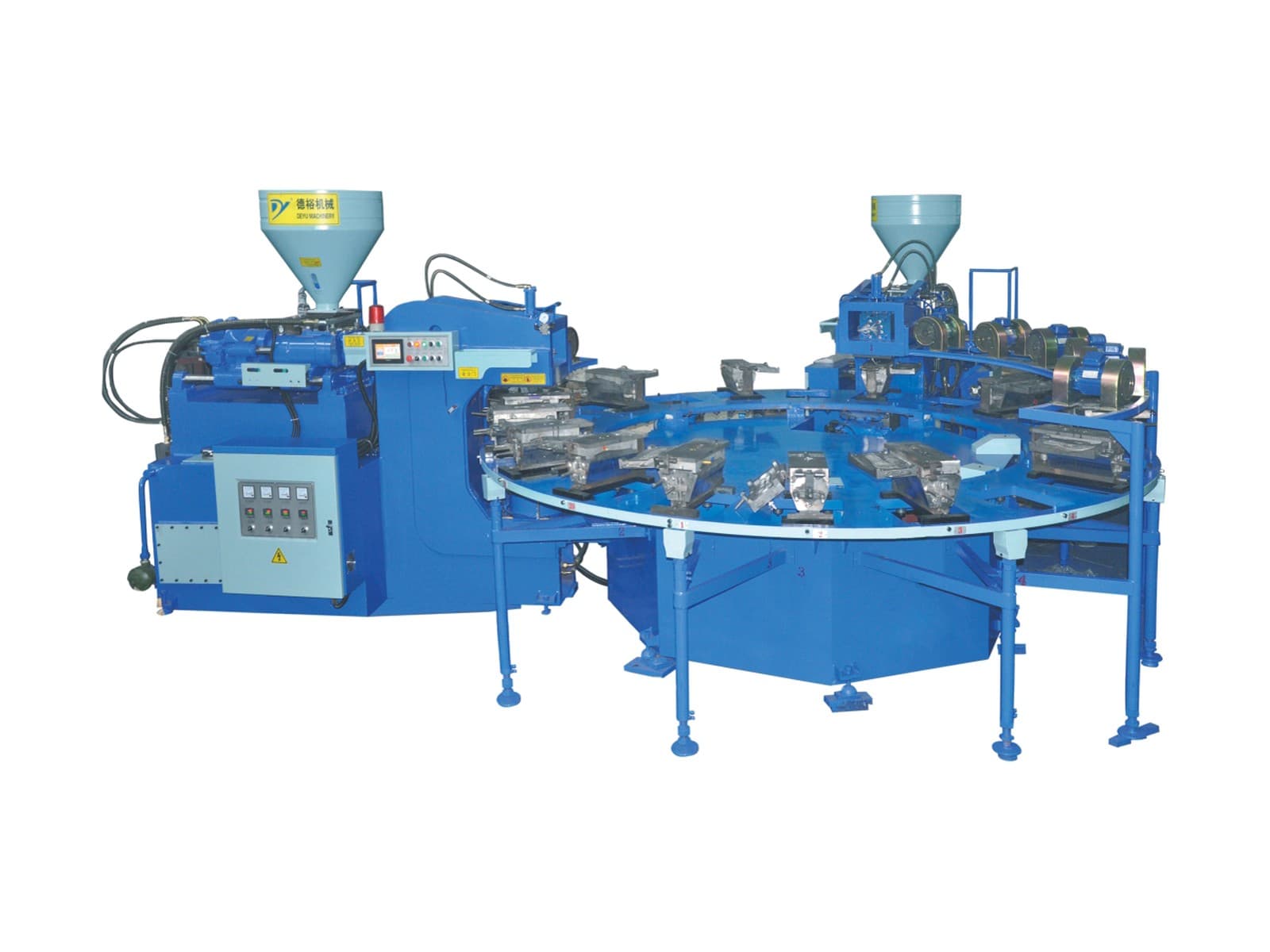 DY-2224B - Full Automatic Rotary Type Two Color Plastic Rubber Air Blowing Injection Moulding Machine